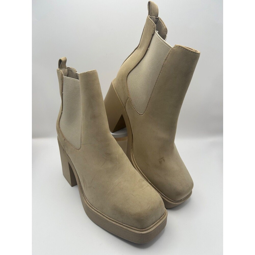 Mia Dru Women's Platform Chelsea Boot Suede Tan Size 10 M New with Defects